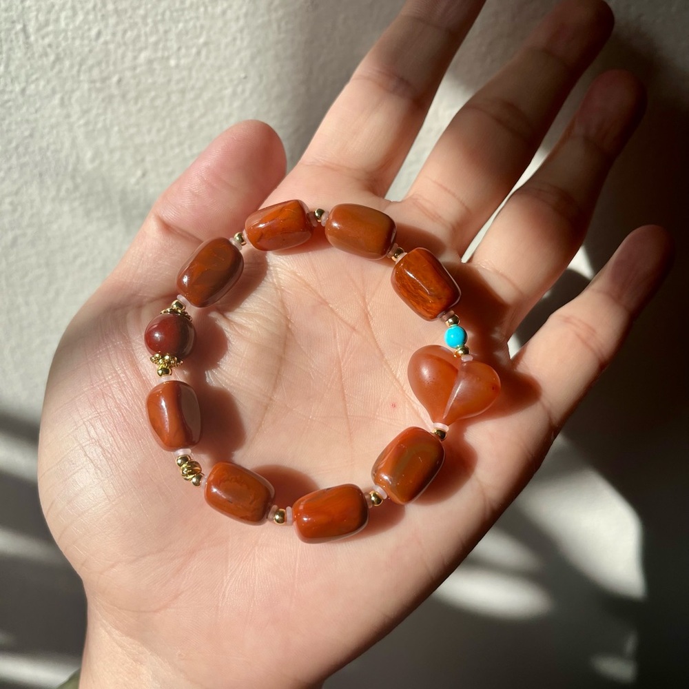 hanmade red jade Beaded Bracelet